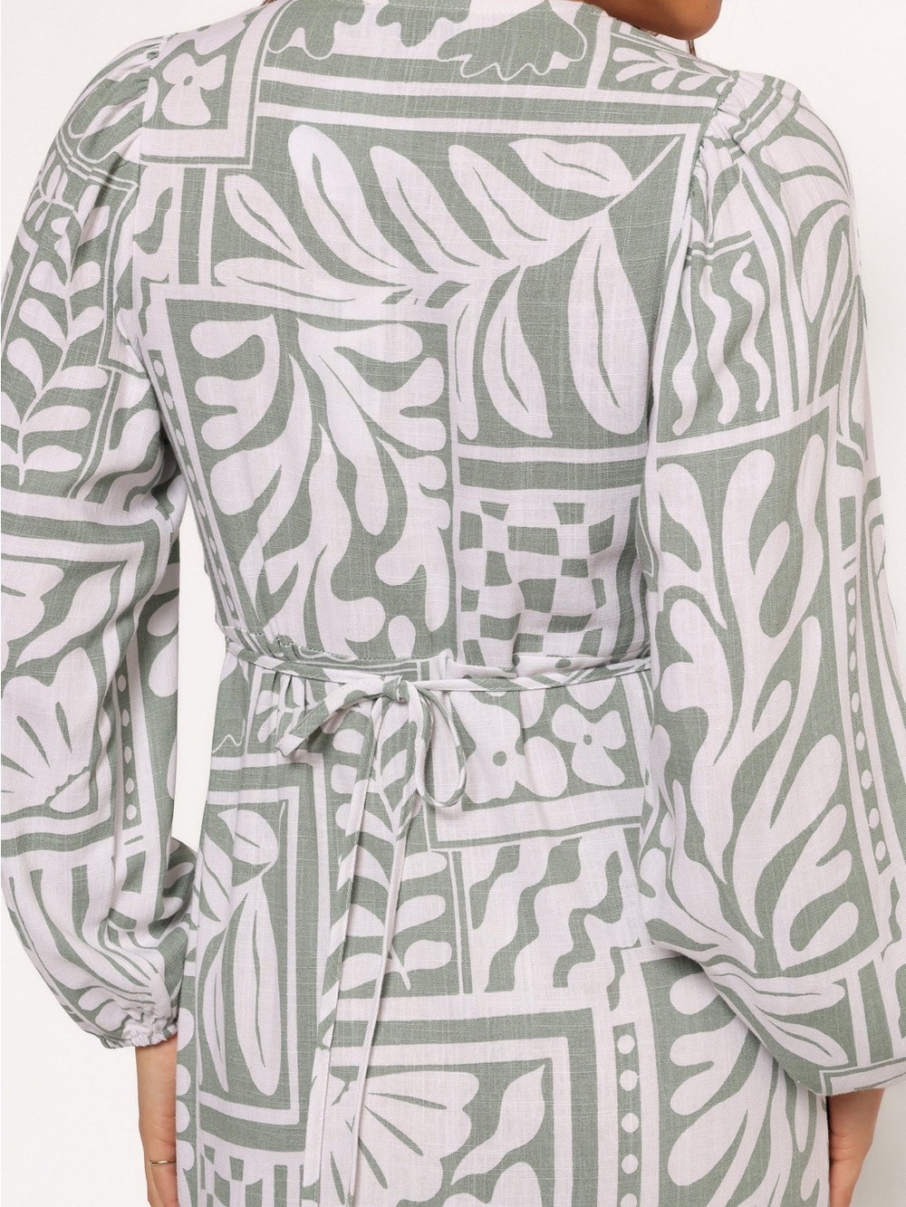 Petal & Pup Kolby Long Sleeve Midi Dress Light Green & White Printed Maxi Dress - Picture 8 of 11